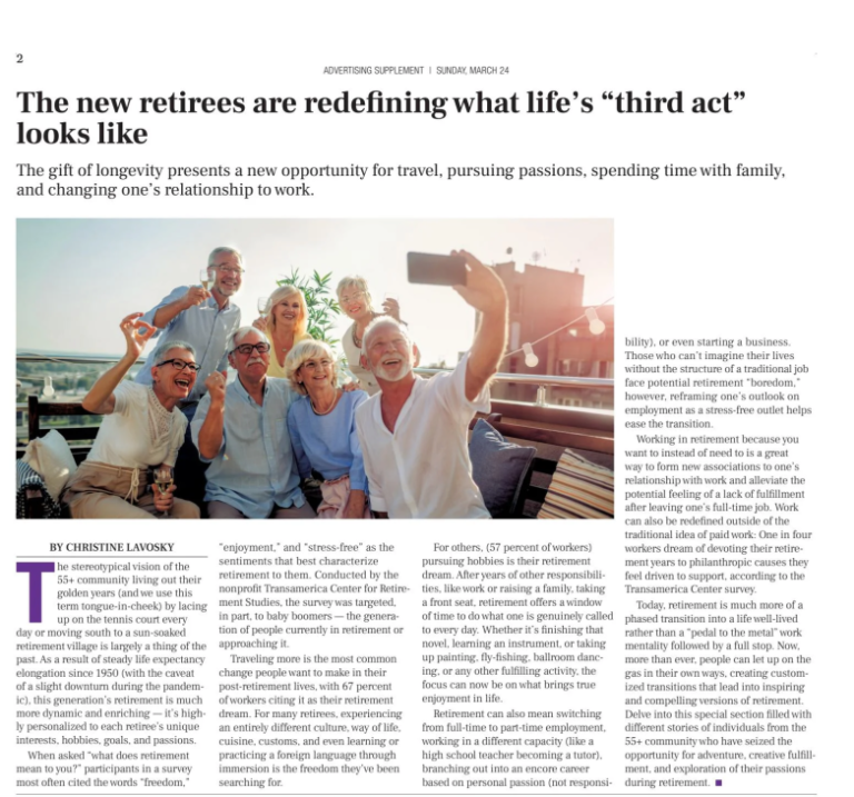 Article about older adults thriving in retirement